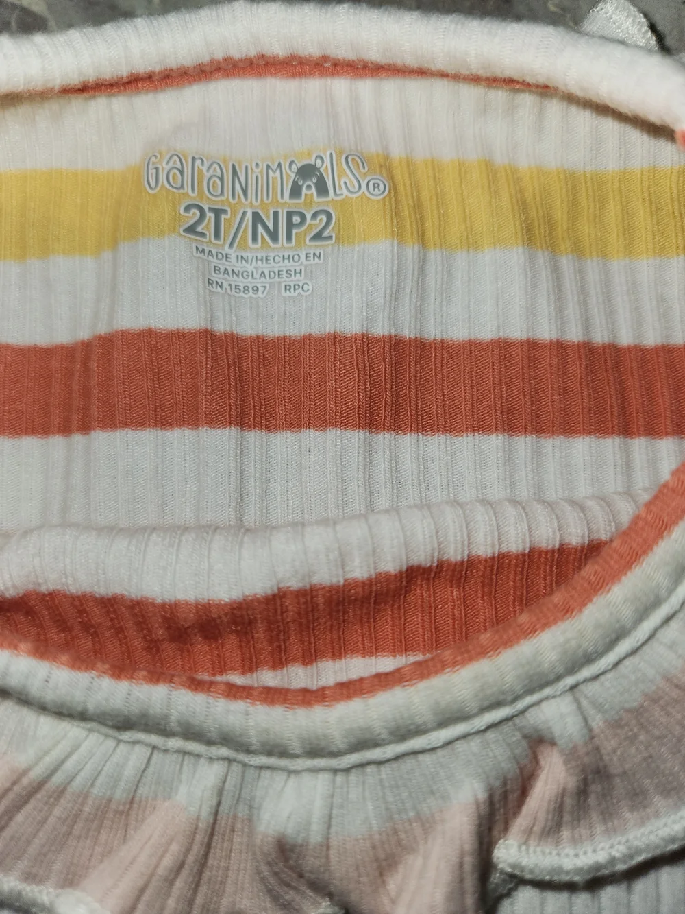 Garanimals Multicolor Striped Ruffle Neck Long Sleeve Top - Picture 2 of 2